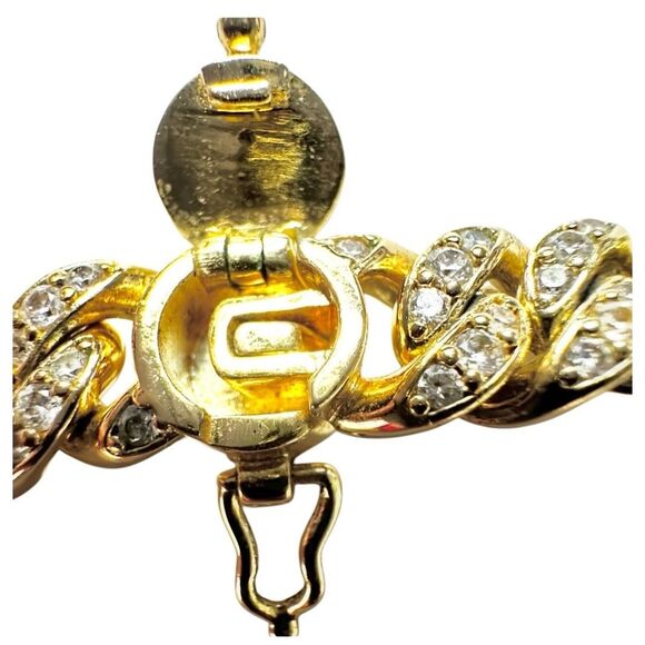 18K gold plated cuban link rhinestone necklace - Picture 9 of 11